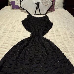 Catherines Black Textured Sequins Dress